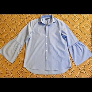 Women's Flounce L/Sleeve bttn front blouse